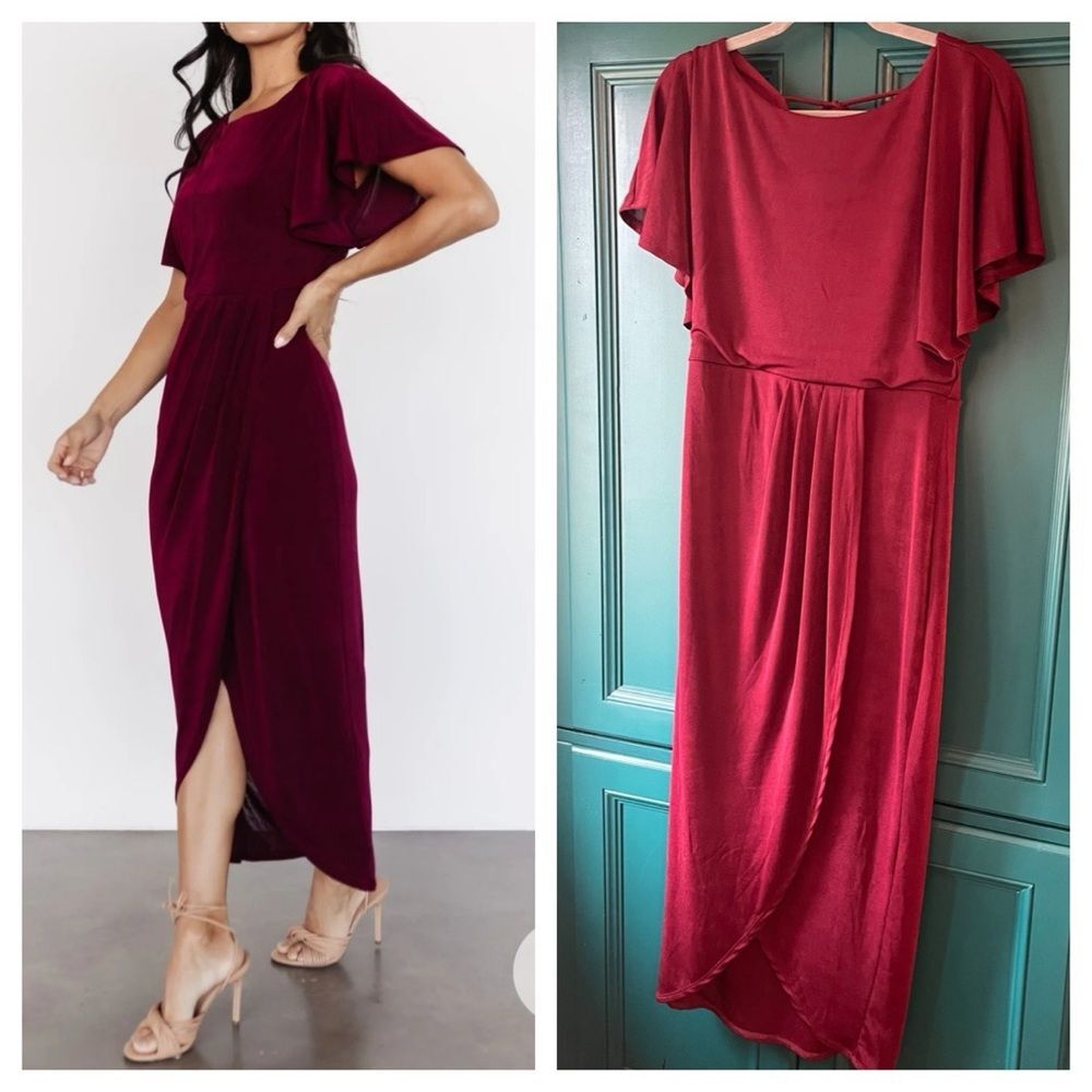 Gilli Mercy Midi Dress Burgundy Red Sz Large
